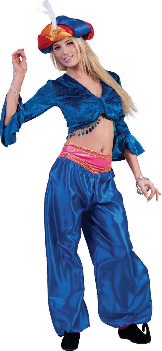 1001 Nacht & Arabisch & Midden-Oosten Kostuum | Jasmijn Topje Buikdanseres Blauw Vrouw | One Size | Carnaval kostuum | Verkleedkleding